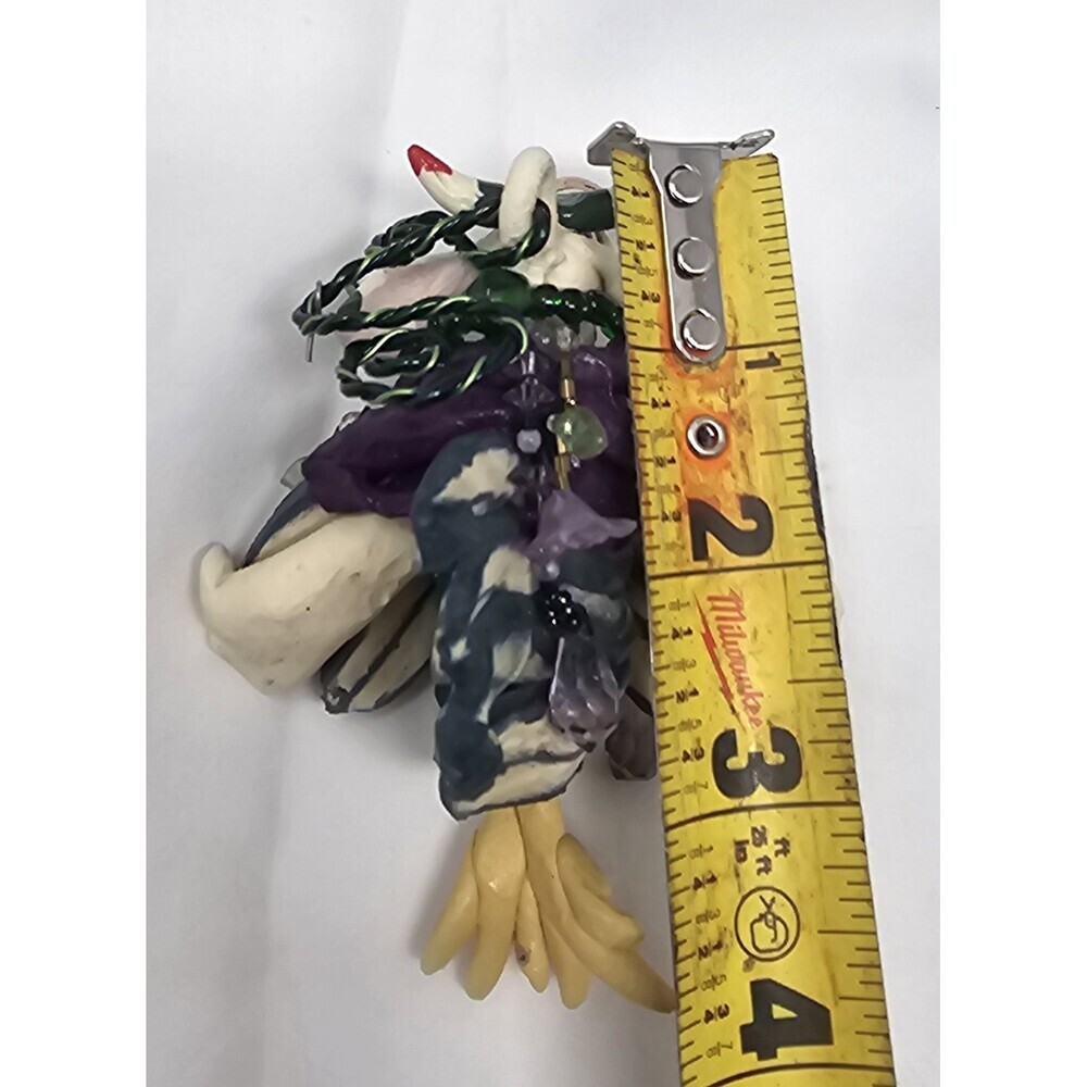 Vtg Handmade Pottery Art Whimsical Flying Bull Ornament By Claire Barr Wilson - Picture 9 of 10